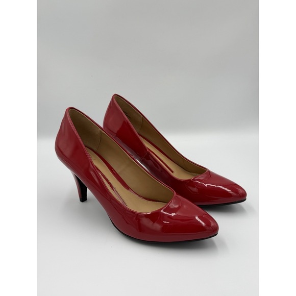new directions Shoes - New Directions Dahlia Red Patent Pumps Women's 8.5 Pointed Toe Heel 3" Classic